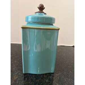 Southern Living at Home Tuscan, 9 1/2" Robin's Egg Blue/Teal Canister, Discontin